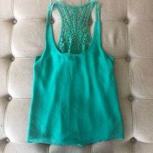 Green/Teal Crochet Racer Back Tank